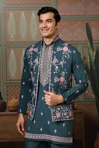 Premium Designer Green Koti Kurta Pair for Men Clothsvilla