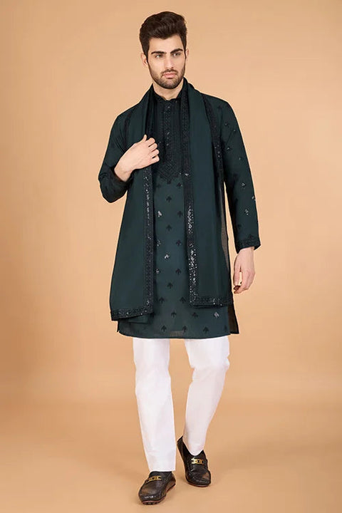 Designer Green Viscose Silk Kurta for Men Online Clothsvilla Main image