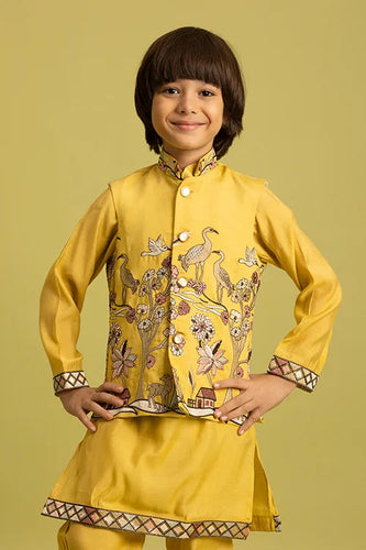 Haldi Yellow Koti Kurta Set for Kids Festival Wear Clothsvilla