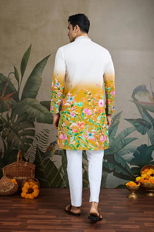 Printed with Hand Mirror Work Kurta for Mens Clothsvilla