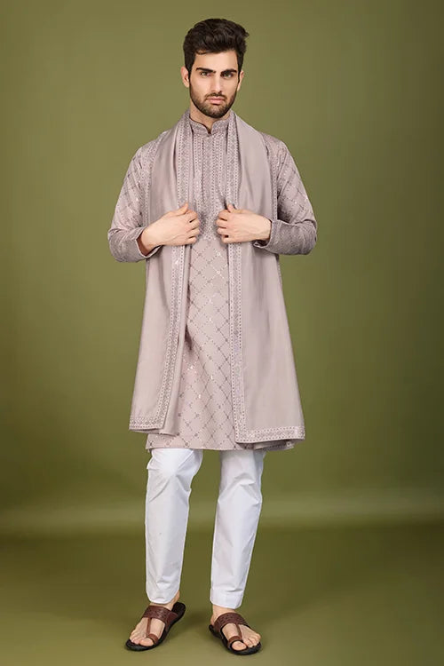 Designer Ivory Silk Kurta for Men – Elegant Festive Wear Clothsvilla