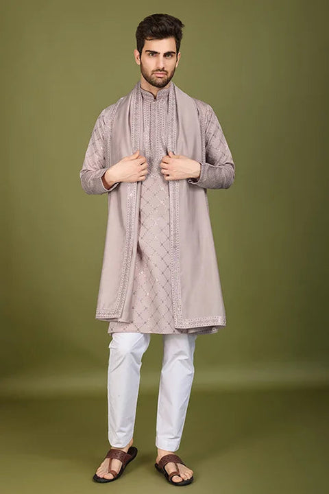Designer Ivory Silk Kurta for Men – Elegant Festive Wear Clothsvilla Main image