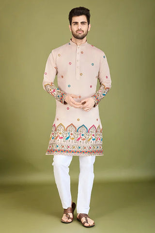 Designer Ivory Viscose Silk Men's Kurta Online Clothsvilla