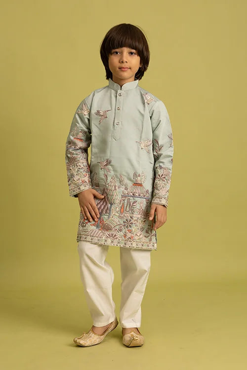 Trendy Pista Color Vantara Designer Kids Kurta Set Clothsvilla