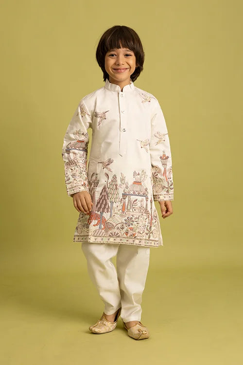 Vantara Designer Kids White Embroidered Kurta Clothsvilla