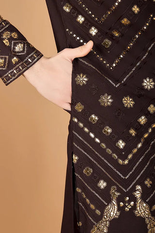 Brown Designer Men's Kurta – Viscose Rayon Fabric Clothsvilla