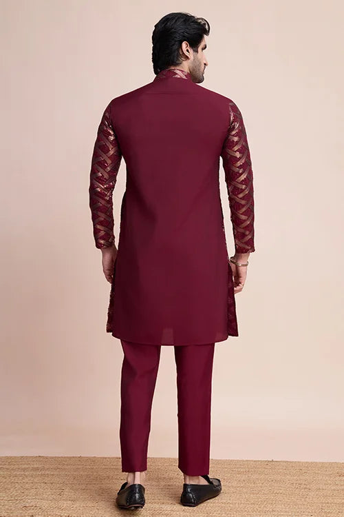 Stylish Maroon Silk Kurta for Special Occasions Clothsvilla