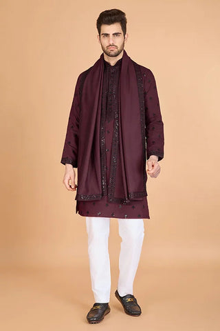 Maroon Designer Kurta for Men - Festive & Wedding Clothsvilla