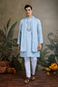 Sky Blue Designer Men's Kurta with Real Mirror Work Clothsvilla
