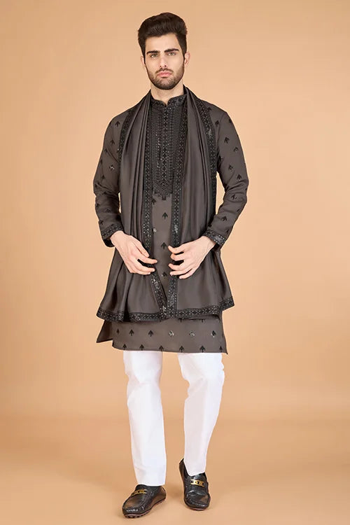 Elegant Brown Viscose Silk Kurta with Sequins – Clothsvillastore Clothsvilla