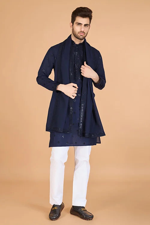 Navy Blue Viscose Silk Kurta Set – Stylish & Comfortable Clothsvilla