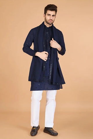 Navy Blue Viscose Silk Kurta Set – Stylish & Comfortable Clothsvilla