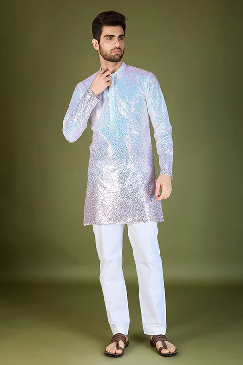 Designer Ombre Pink Georgette Kurta for Men – Stylish & Elegant Clothsvilla