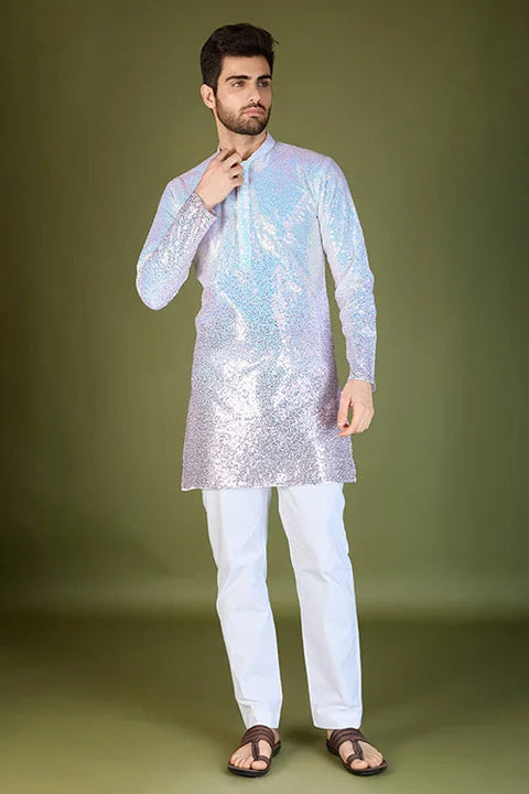 Designer Ombre Pink Georgette Kurta for Men – Stylish & Elegant Clothsvilla Main image