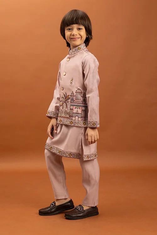 Classic Pink Koti Kurta Set for Kids 6-12 Yrs Clothsvilla