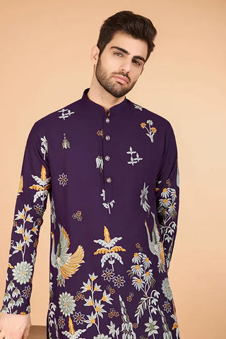 Designer Purple Kurta for Men - Viscose Rayon Fabric Clothsvilla