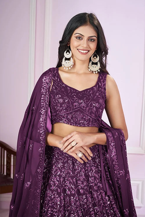 Designer Purple Wedding Lehenga Choli with Dupatta Secondary image