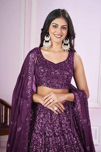Designer Purple Wedding Lehenga Choli with Dupatta Clothsvilla