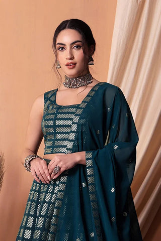 Teal Blue Bollywood Georgette Lehenga Choli Online Clothsvilla