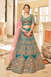 Load image into Gallery viewer, Designer Teal Velvet Lehenga with Soft Net Dupatta Clothsvilla