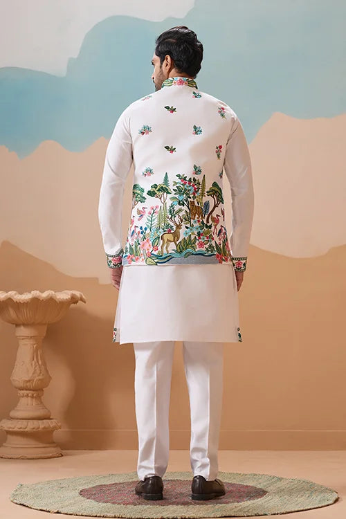Vantara Style Premium White Mens Wear Koti Kurta Collection Clothsvilla