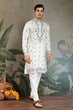 Load image into Gallery viewer, Wedding Special White Embroidered Silk Kurta Clothsvilla