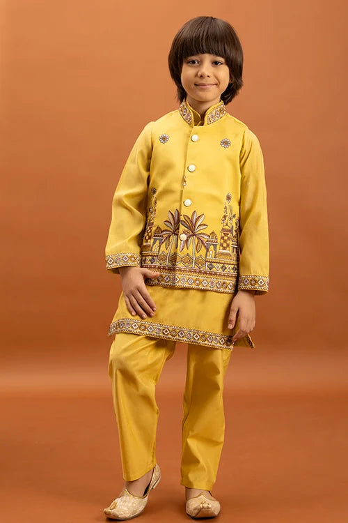 Designer Yellow Koti Kurta Set for Kids Wear Clothsvilla Main image