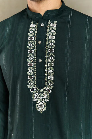 Traditional Green Kurta with Dupatta for Mens Wear Clothsvilla