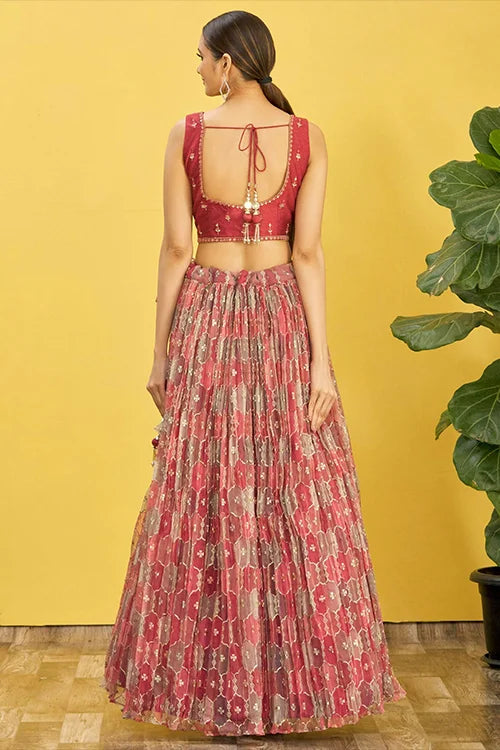 Designer Brown Thread With Sequins Embroidered Lehenga Choli Clothsvilla
