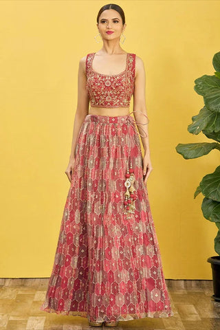 Designer Brown Thread With Sequins Embroidered Lehenga Choli Clothsvilla