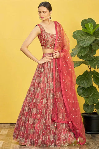 Designer Brown Thread With Sequins Embroidered Lehenga Choli Clothsvilla