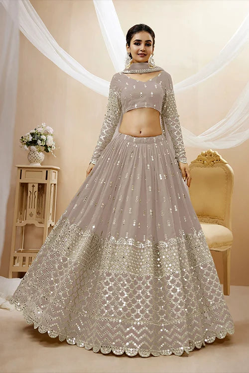 Designer Grey Color Embroidered Lehenga Choli Collection Clothsvilla