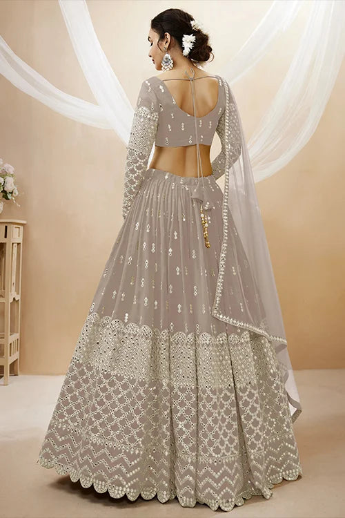 Designer Grey Color Embroidered Lehenga Choli Collection Clothsvilla