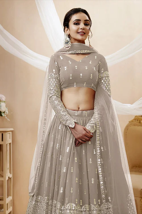 Designer Grey Color Embroidered Lehenga Choli Collection Clothsvilla