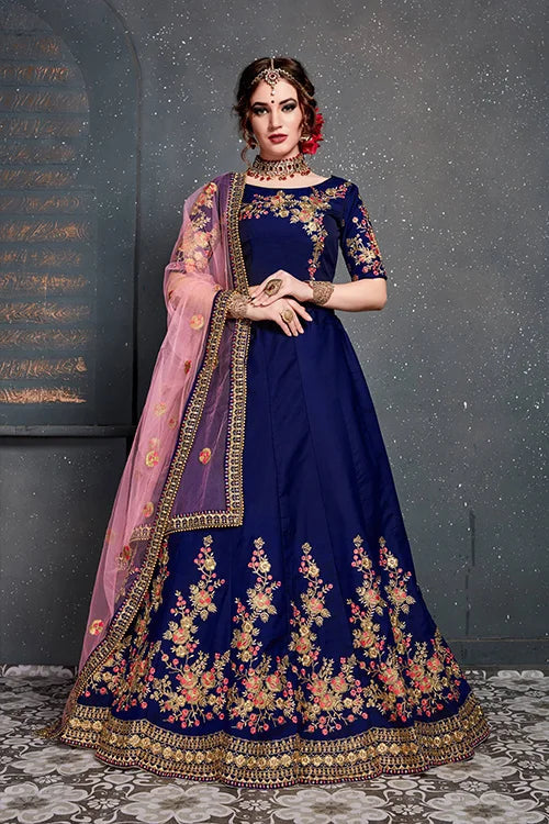 Designer Lehenga Choli New Collection Indian Wear Dark Blue Color Clothsvilla Main image