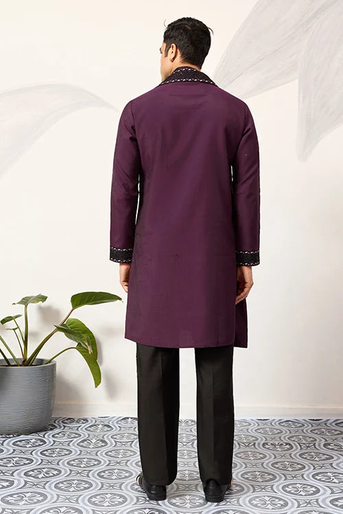 Purple Wedding Special Kurta with Dupatta for Mens Wear Clothsvilla