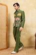 Load image into Gallery viewer, Regal Green Bomber Jacket with Thread Work and Pant for Mens Clothsvilla