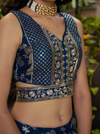 Dove Blue Dola Silk Jacquard Embroidered Lehenga Choli Clothsvilla