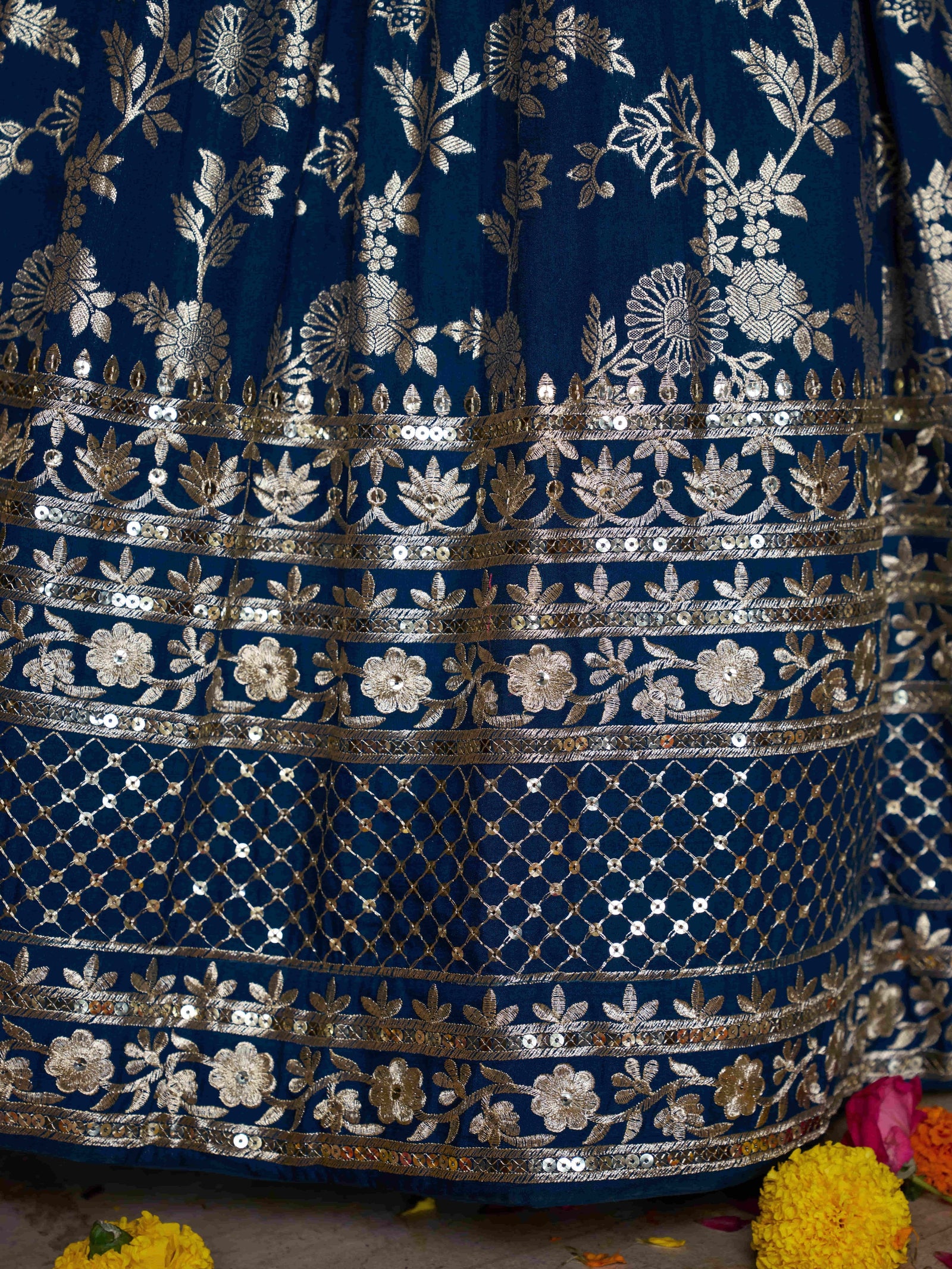 Dove Blue Dola Silk Jacquard Embroidered Lehenga Choli Clothsvilla