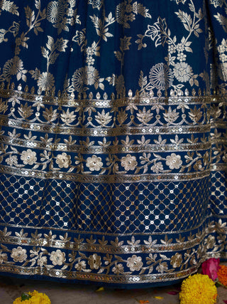 Dove Blue Dola Silk Jacquard Embroidered Lehenga Choli Clothsvilla
