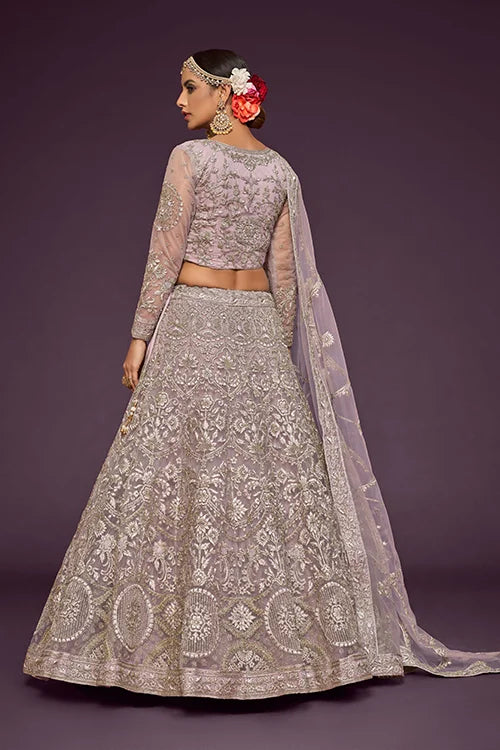 Dusky Orchid Soft Net Thread Zari Dori Embroidery Work Choli Clothsvilla
