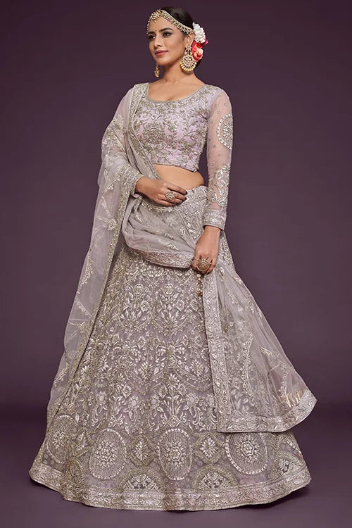 Dusky Orchid Soft Net Thread Zari Dori Embroidery Work Choli Clothsvilla
