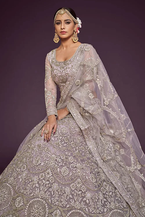 Dusky Orchid Soft Net Thread Zari Dori Embroidery Work Choli Clothsvilla
