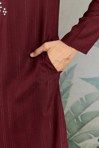 Traditional Maroon Mirror Embroidered Kurta with Dupatta Clothsvilla