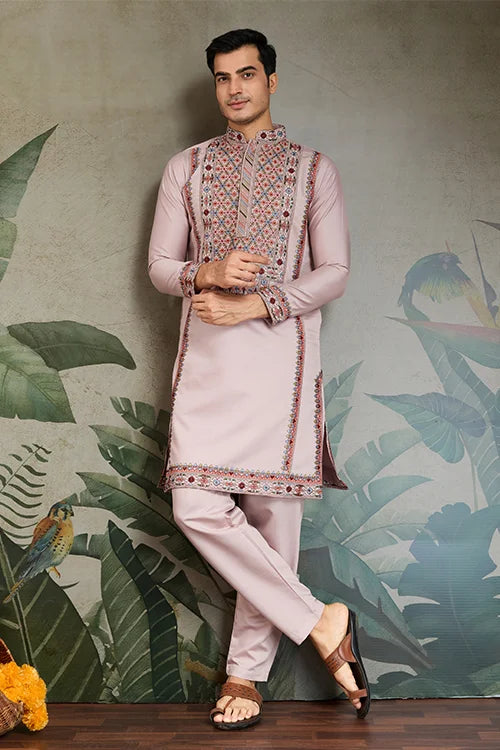 Dusty Pink Ethnic Mens Kurta Pajama for Functions Clothsvilla