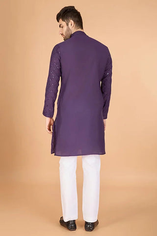 Dusty Purple Latest Branded Kurta for Mens Wear Clothsvilla