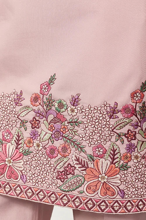 Stylish Dusty Pink Kurta Pant Set for Festive Occasions Clothsvilla