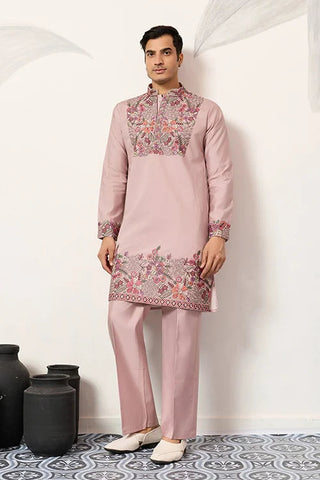 Stylish Dusty Pink Kurta Pant Set for Festive Occasions Clothsvilla