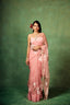 Blush Pink Pure Organza Saree with Hand-Painted White Floral Motifs & Sequin Accents | Satin Blouse FANCY SAREES