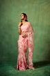 Load image into Gallery viewer, Rose Pink Pure Organza Saree with Hand-Painted Multi-Floral Motifs &amp; Sequin Highlights | Satin Blouse FANCY SAREES